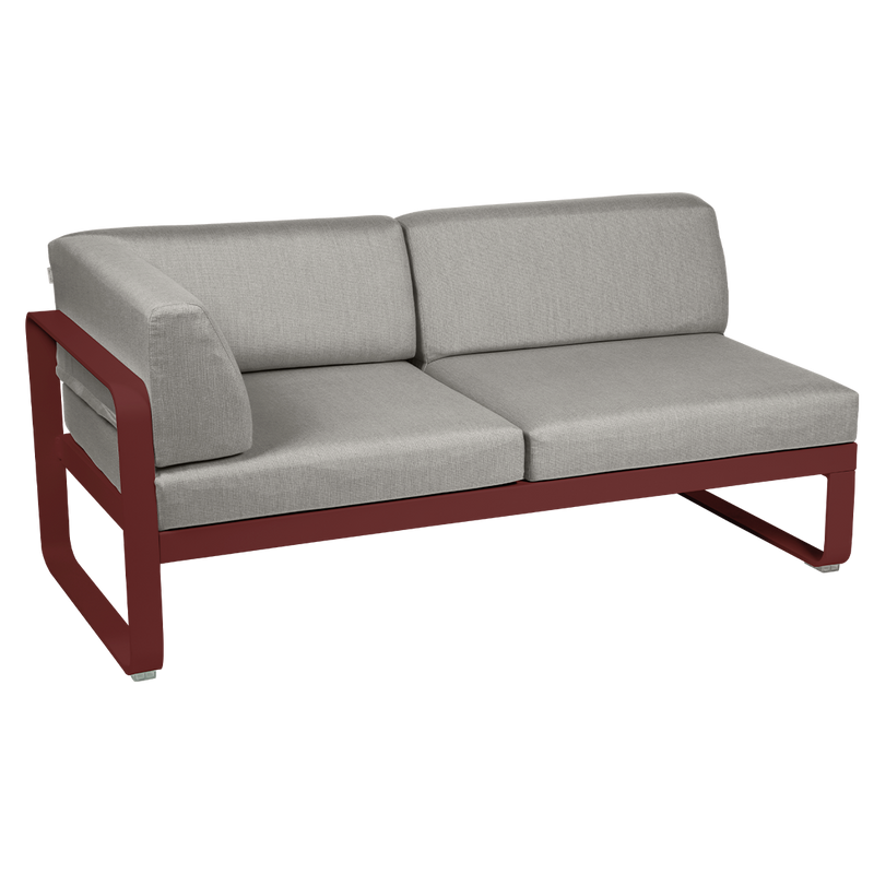 Load image into Gallery viewer, Fermob Bellevie 2-Seater Left Corner Module – Chilli frame with Grey Taupe fabric cushions
