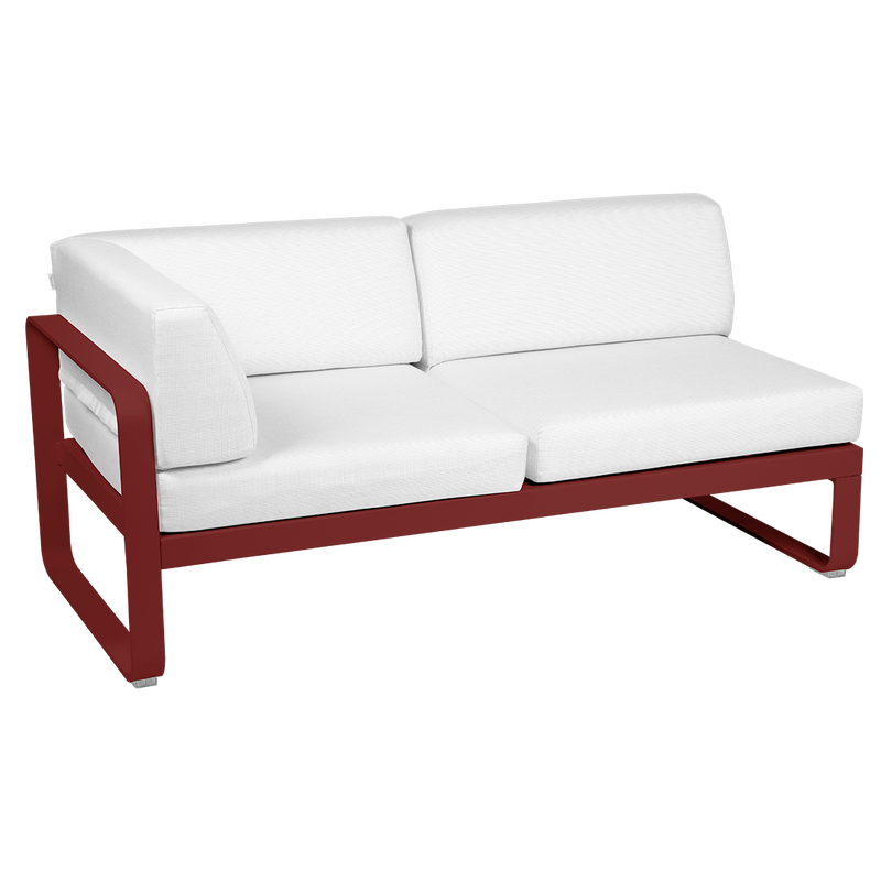 Load image into Gallery viewer, Fermob Bellevie 2-Seater Left Corner Module – Chilli frame with Off-White fabric cushions
