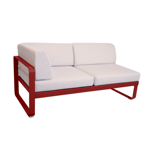 Fermob Bellevie 2-Seater Left Corner Module – Chilli frame with Pearl fabric cushions