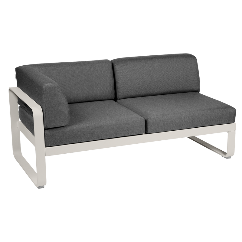 Load image into Gallery viewer, Fermob Bellevie 2-Seater Left Corner Module – Clay Grey frame with Graphite Grey fabric cushions

