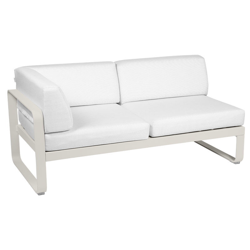 Load image into Gallery viewer, Fermob Bellevie 2-Seater Left Corner Module – Clay Grey frame with Off-White fabric cushions
