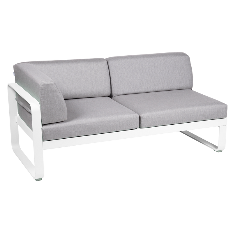 Load image into Gallery viewer, Fermob Bellevie 2-Seater Left Corner Module – Cotton White frame with Flannel Grey fabric cushions
