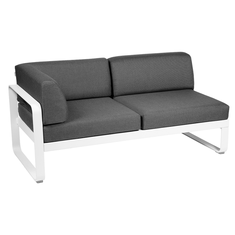 Load image into Gallery viewer, Fermob Bellevie 2-Seater Left Corner Module – Cotton White frame with Graphite Grey fabric cushions

