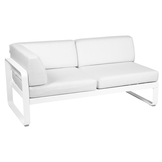Fermob Bellevie 2-Seater Left Corner Module – Cotton White frame with Off-White fabric cushions