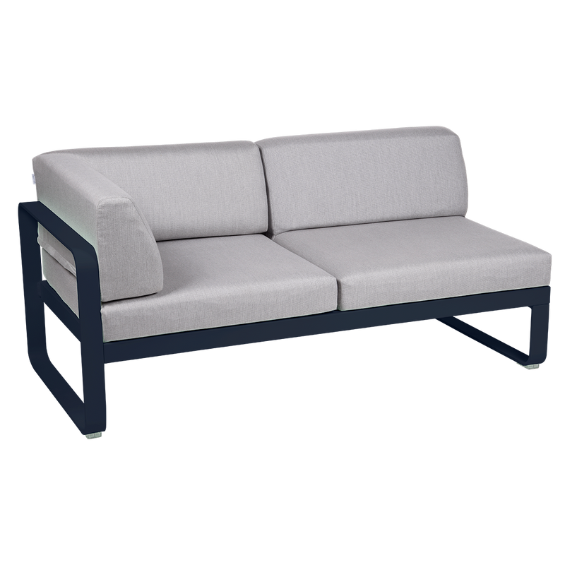 Load image into Gallery viewer, Fermob Bellevie 2-Seater Left Corner Module – Deep Blue frame with Flannel Grey fabric cushions

