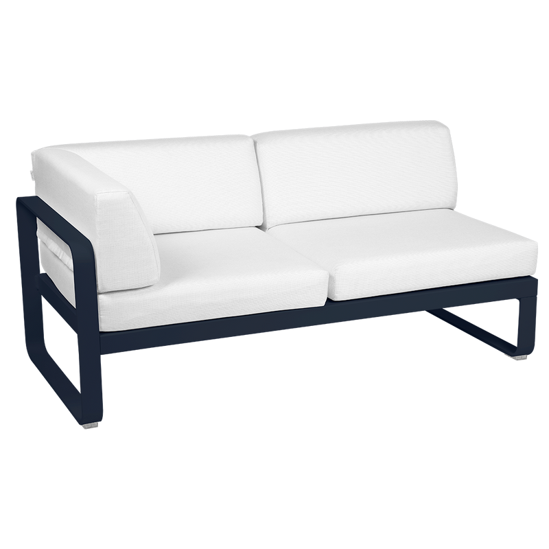 Load image into Gallery viewer, Fermob Bellevie 2-Seater Left Corner Module – Deep Blue frame with Off-White fabric cushions
