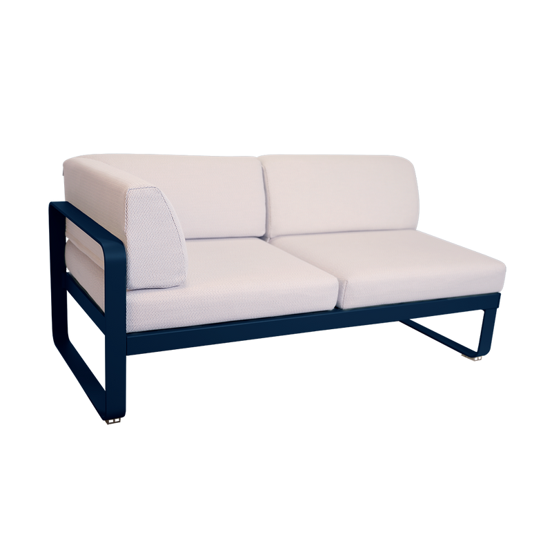 Load image into Gallery viewer, Fermob Bellevie 2-Seater Left Corner Module – Deep Blue frame with Pearl fabric cushions
