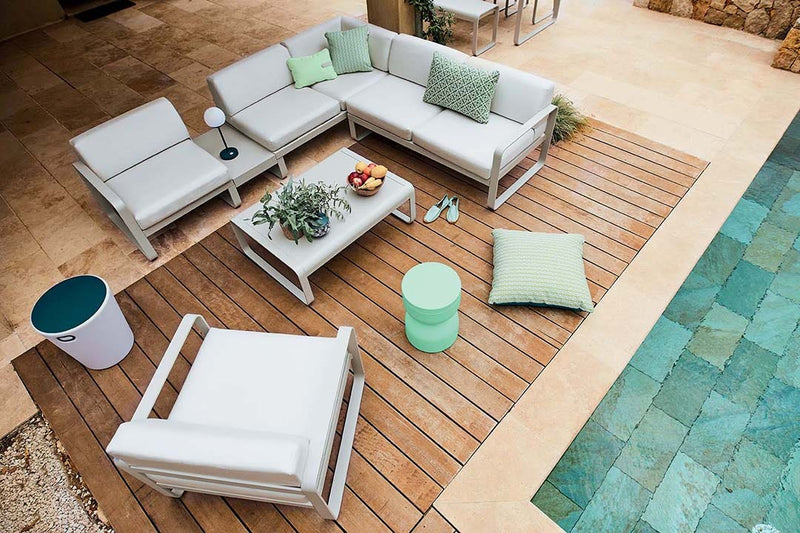 Load image into Gallery viewer, Fermob Bellevie outdoor lounge furniture in a garden setting
