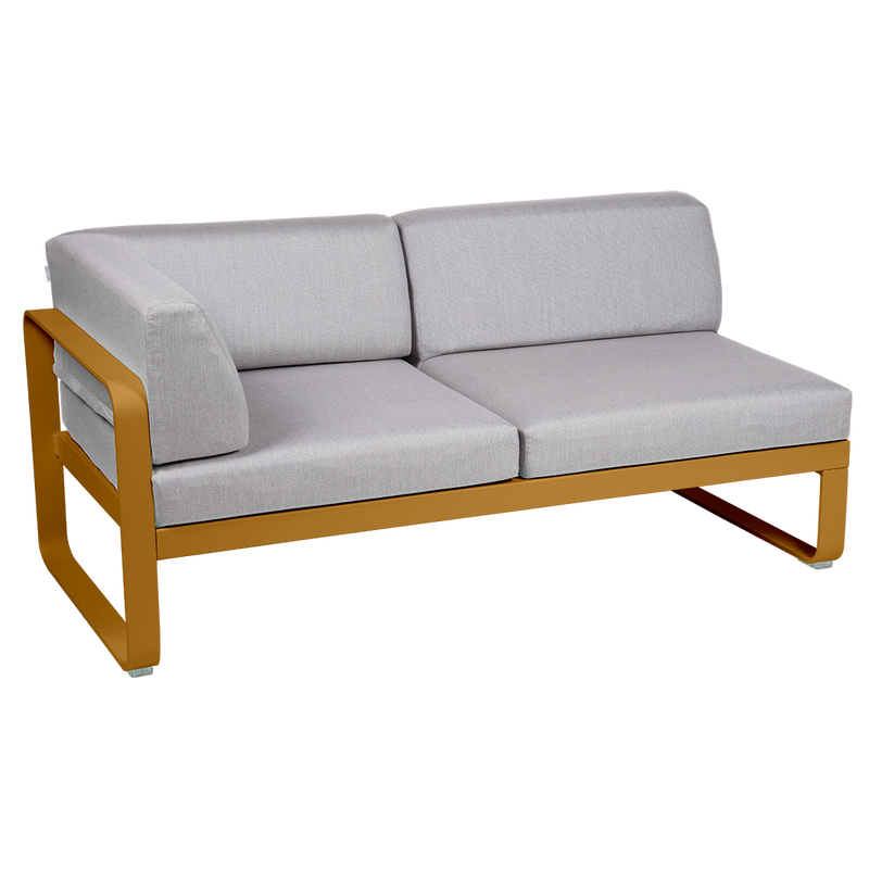 Load image into Gallery viewer, Fermob Bellevie 2-Seater Left Corner Module – Gingerbread frame with Flannel Grey fabric cushions
