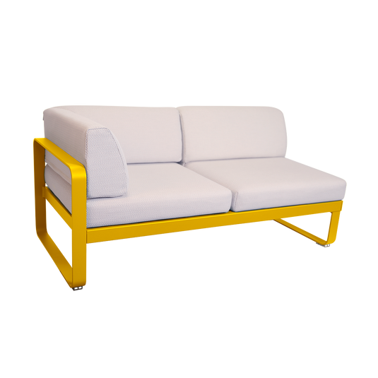 Fermob Bellevie 2-Seater Left Corner Module – Honey frame with Pearl fabric cushions
