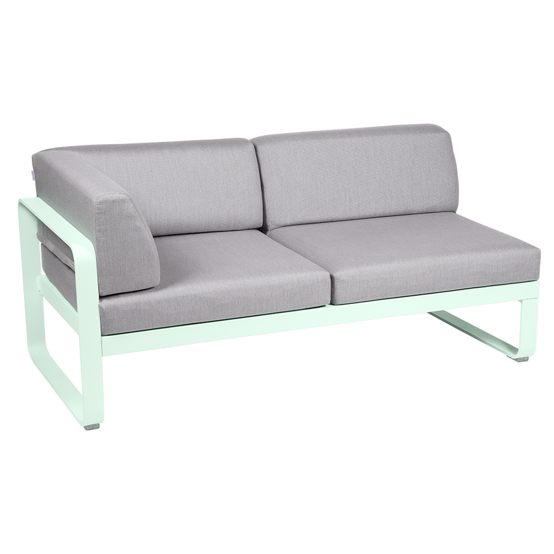 Load image into Gallery viewer, Fermob Bellevie 2-Seater Left Corner Module – Ice Mint frame with Flannel Grey fabric cushions
