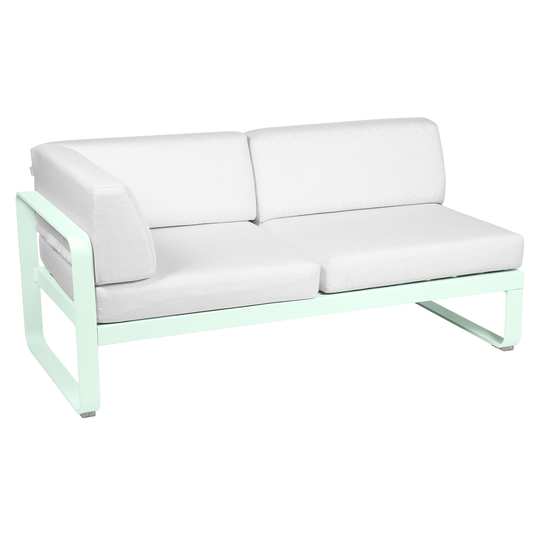Fermob Bellevie 2-Seater Left Corner Module – Ice Mint frame with Off-White fabric cushions