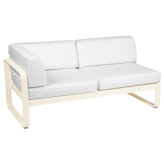 Fermob Bellevie 2-Seater Left Corner Module – Latte Beige frame with Off-White fabric cushions