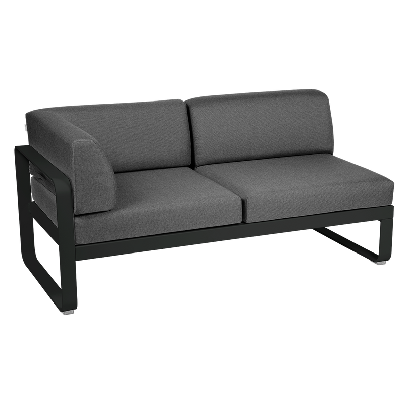 Load image into Gallery viewer, Fermob Bellevie 2-Seater Left Corner Module – Liquorice frame with Graphite Grey fabric cushions
