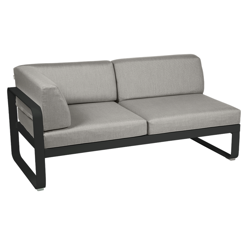 Load image into Gallery viewer, Fermob Bellevie 2-Seater Left Corner Module – Liquorice frame with Grey Taupe fabric cushions
