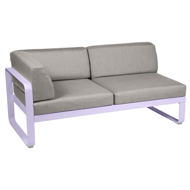Load image into Gallery viewer, Fermob Bellevie 2-Seater Left Corner Module – Marshmallow frame with Grey Taupe fabric cushions

