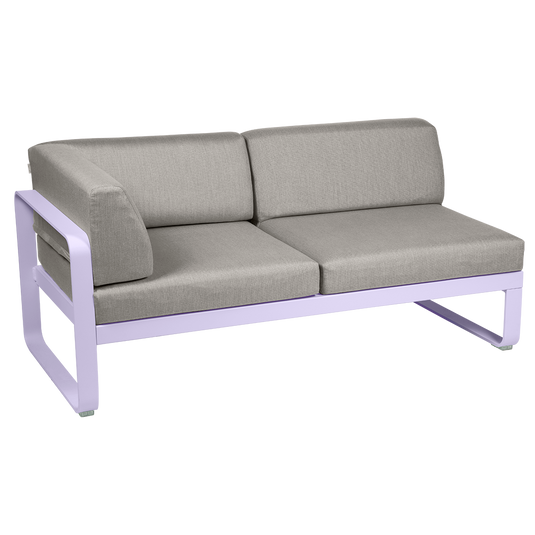 Fermob Bellevie 2-Seater Left Corner Module – Marshmallow frame with Grey Taupe fabric cushions