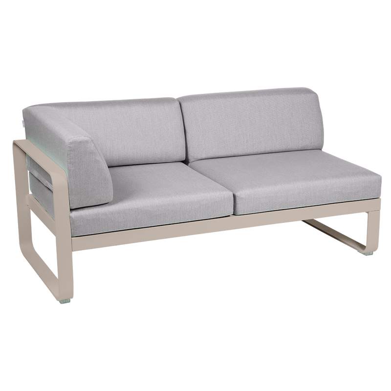 Load image into Gallery viewer, Fermob Bellevie 2-Seater Left Corner Module – Nutmeg frame with Flannel Grey fabric cushions
