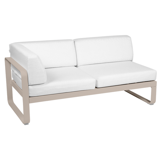 Fermob Bellevie 2-Seater Left Corner Module – Nutmeg frame with Off-White fabric cushions