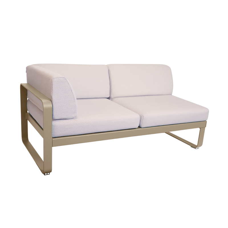 Load image into Gallery viewer, Fermob Bellevie 2-Seater Left Corner Module – Nutmeg frame with Pearl fabric cushions

