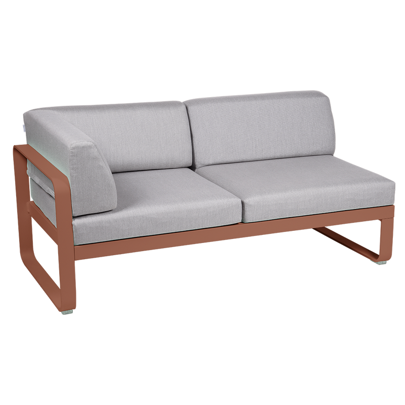 Load image into Gallery viewer, Fermob Bellevie 2-Seater Left Corner Module – Red Ochre frame with Flannel Grey fabric cushions
