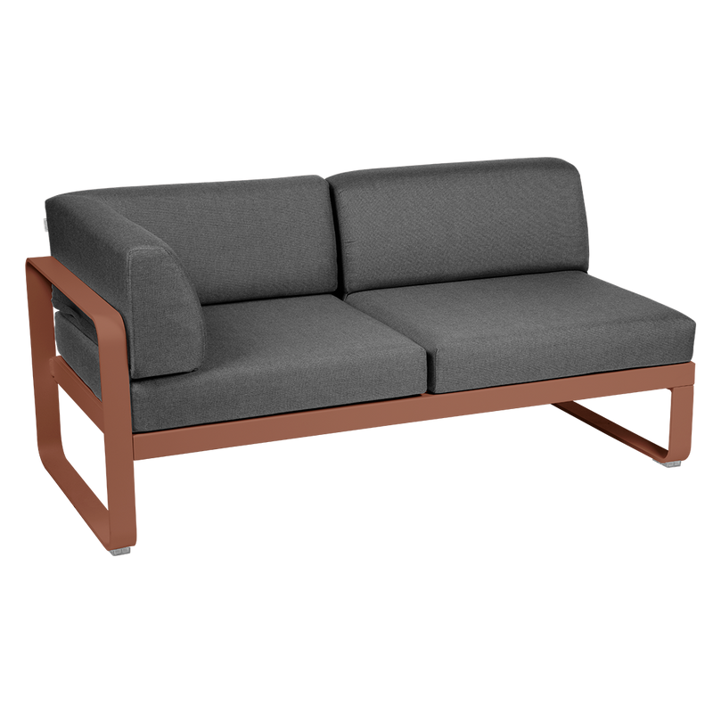 Load image into Gallery viewer, Fermob Bellevie 2-Seater Left Corner Module – Red Ochre frame with Graphite Grey fabric cushions
