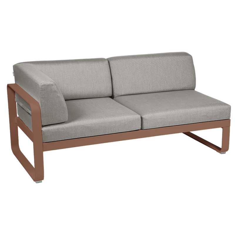 Load image into Gallery viewer, Fermob Bellevie 2-Seater Left Corner Module – Red Ochre frame with Grey Taupe fabric cushions
