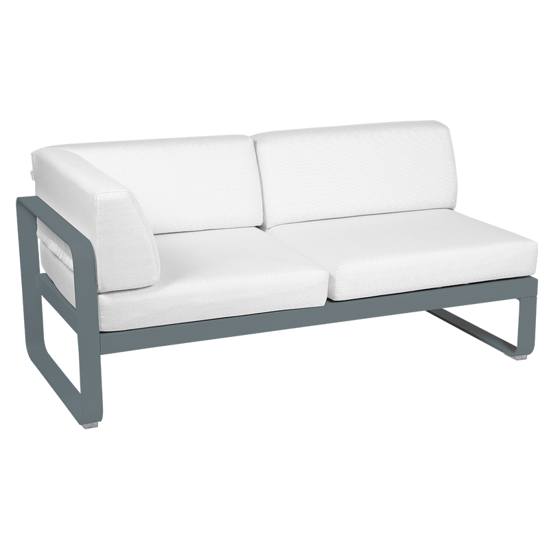 Load image into Gallery viewer, Fermob Bellevie 2-Seater Left Corner Module – Storm Grey frame with Off-White fabric cushions
