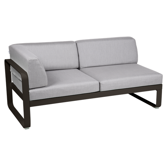 Fermob Bellevie 2-Seater Left Corner Module – Tonka frame with Flannel Grey fabric cushions