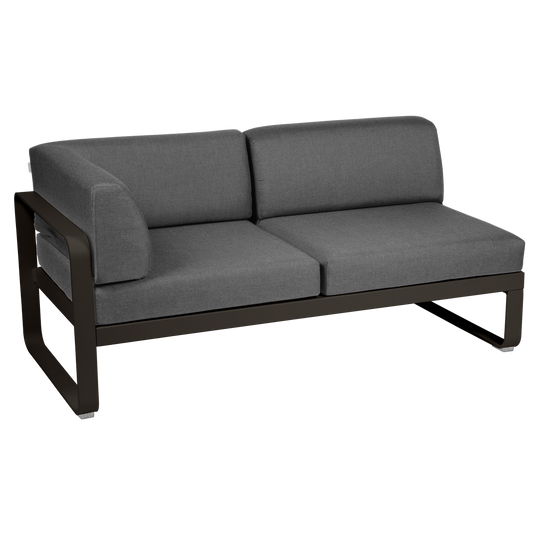 Fermob Bellevie 2-Seater Left Corner Module – Tonka frame with Graphite Grey fabric cushions