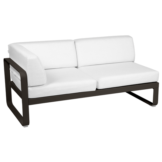 Fermob Bellevie 2-Seater Left Corner Module – Tonka frame with Off-White fabric cushions
