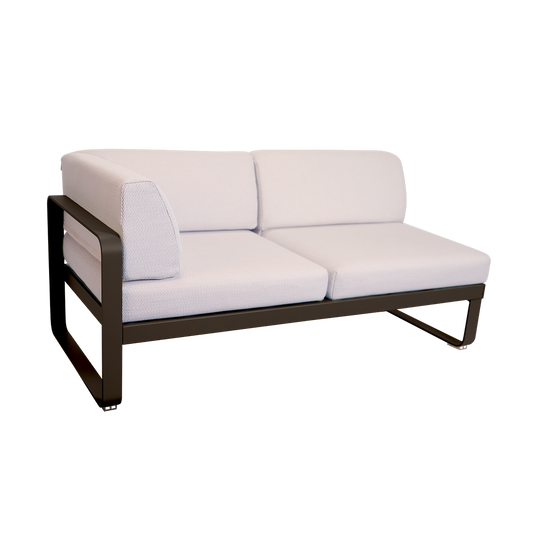 Fermob Bellevie 2-Seater Left Corner Module – Tonka frame with Pearl fabric cushions