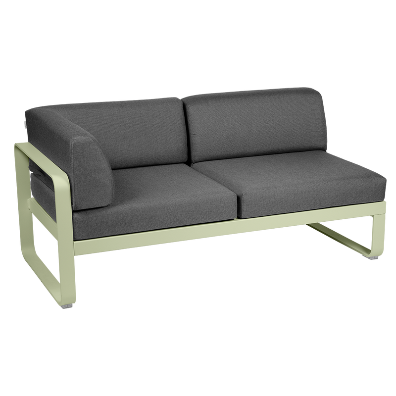 Load image into Gallery viewer, Fermob Bellevie 2-Seater Left Corner Module – Willow Green frame with Graphite Grey fabric cushions
