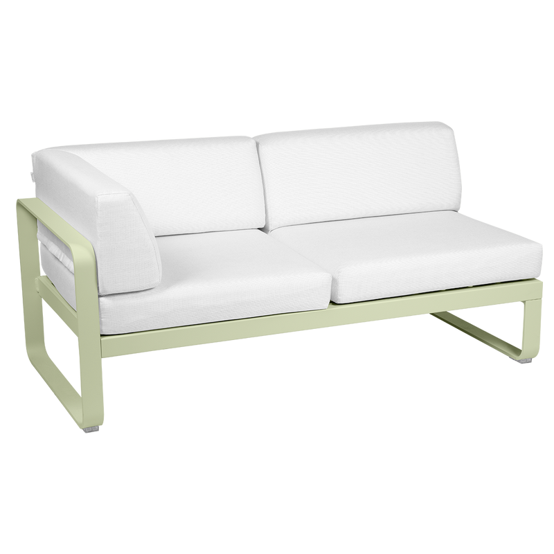 Load image into Gallery viewer, Fermob Bellevie 2-Seater Left Corner Module – Willow Green frame with Off-White fabric cushions
