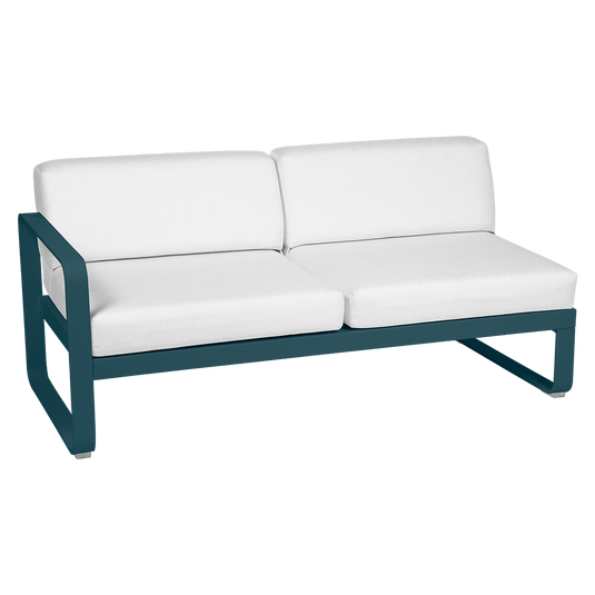 Fermob Bellevie 2-Seater Left Module – Acapulco Blue frame with Off-White fabric cushions