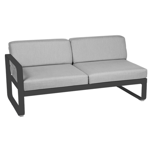 Fermob Bellevie 2-Seater Left Module – Anthracite frame with Flannel Grey fabric cushions