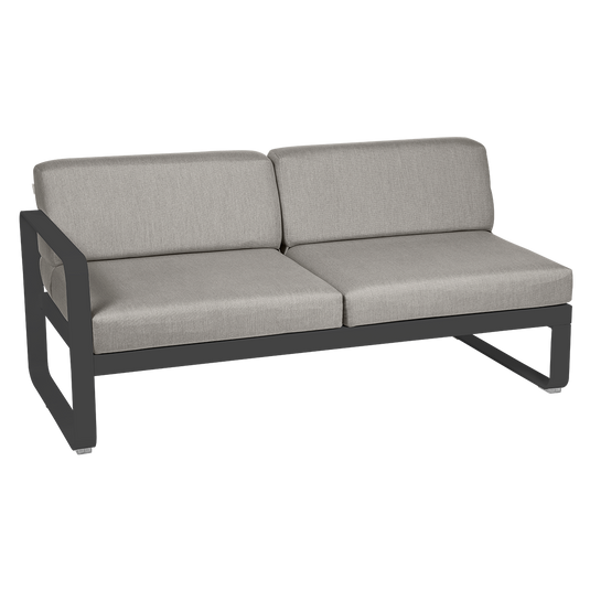 Fermob Bellevie 2-Seater Left Module – Anthracite frame with Grey Taupe fabric cushions