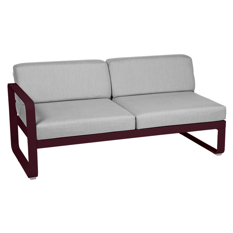 Load image into Gallery viewer, Fermob Bellevie 2-Seater Left Module – Black Cherry frame with Flannel Grey fabric cushions
