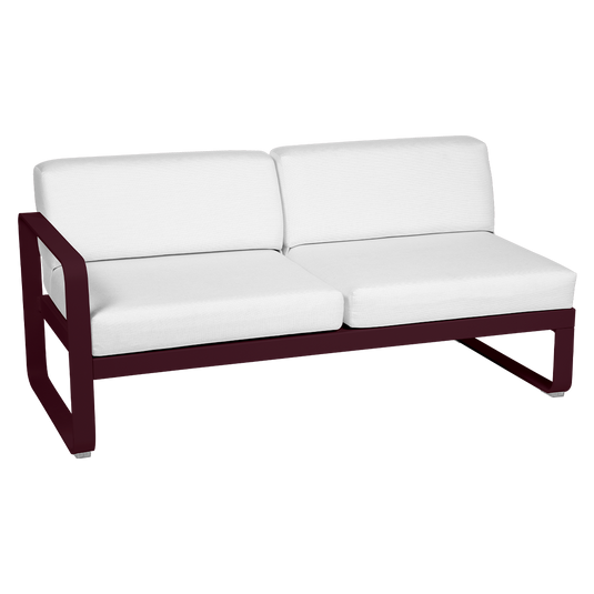 Fermob Bellevie 2-Seater Left Module – Black Cherry frame with Off-White fabric cushions