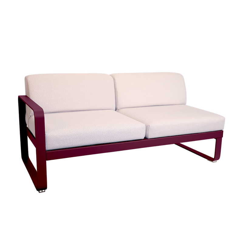 Load image into Gallery viewer, Fermob Bellevie 2-Seater Left Module – Black Cherry frame with Pearl fabric cushions
