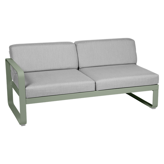 Fermob Bellevie 2-Seater Left Module – Cactus frame with Flannel Grey fabric cushions