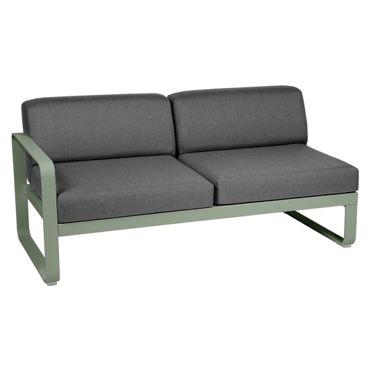 Fermob Bellevie 2-Seater Left Module – Cactus frame with Graphite Grey fabric cushions