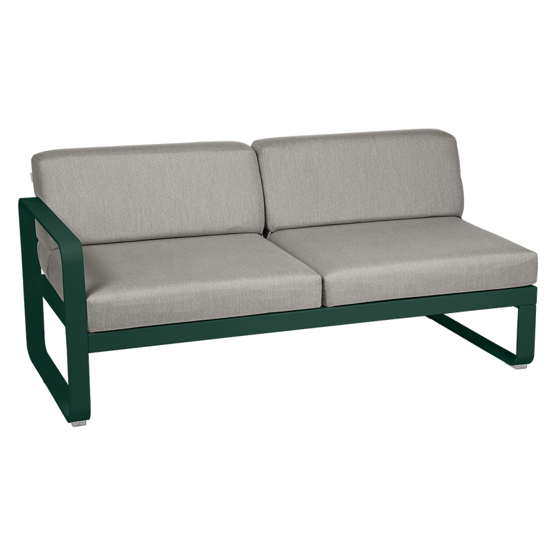 Load image into Gallery viewer, Fermob Bellevie 2-Seater Left Module – Cedar Green frame with Grey Taupe fabric cushions
