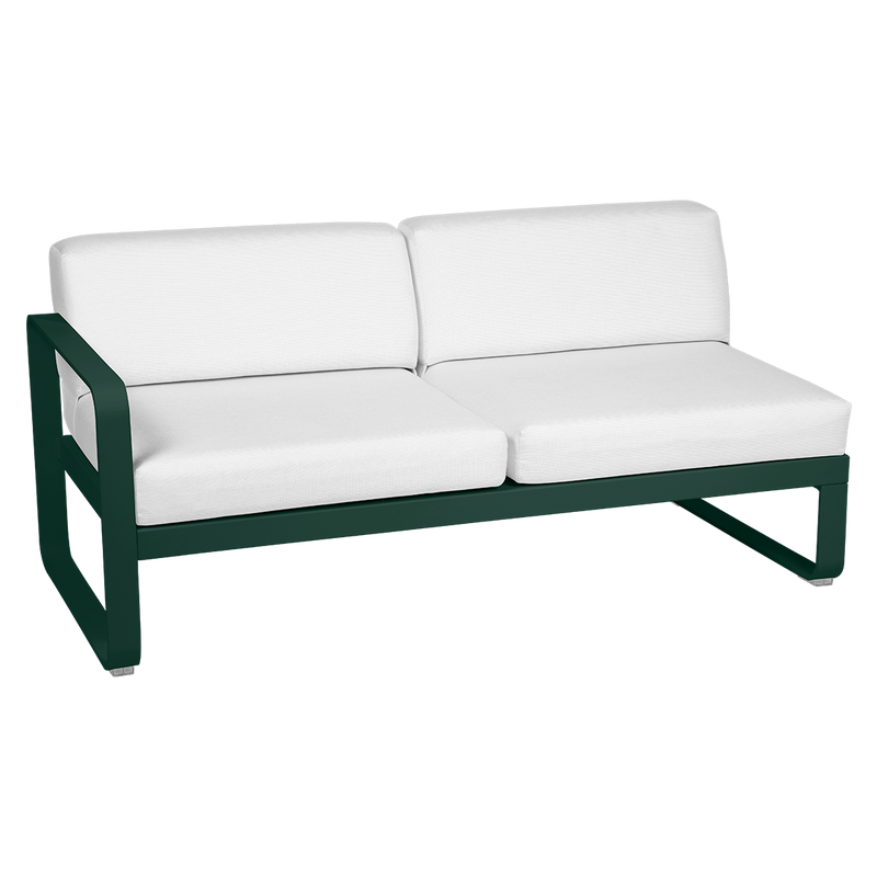 Load image into Gallery viewer, Fermob Bellevie 2-Seater Left Module – Cedar Green frame with Off-White fabric cushions
