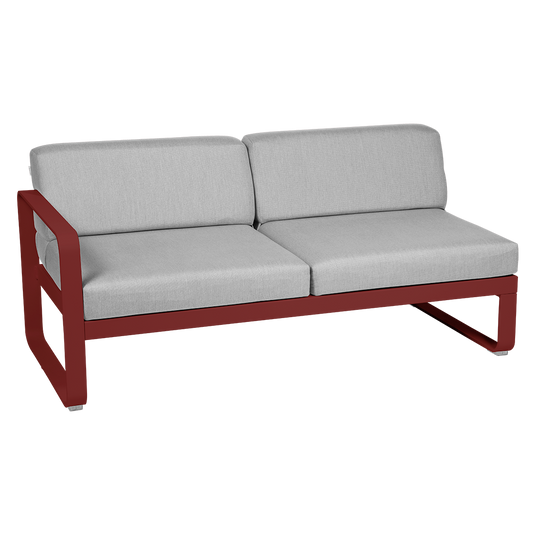 Fermob Bellevie 2-Seater Left Module – Chilli frame with Flannel Grey fabric cushions