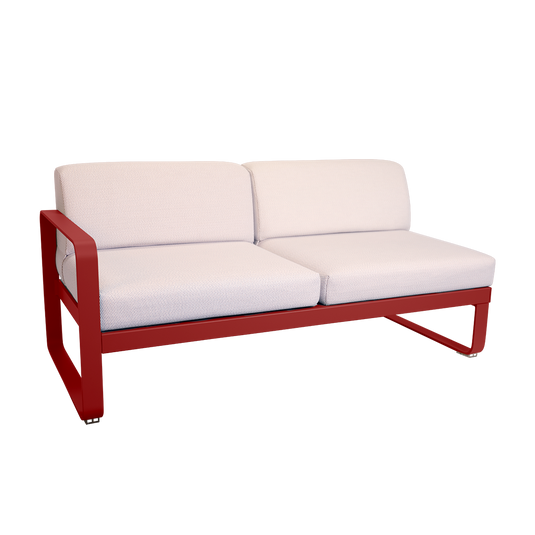 Fermob Bellevie 2-Seater Left Module – Chilli frame with Pearl fabric cushions