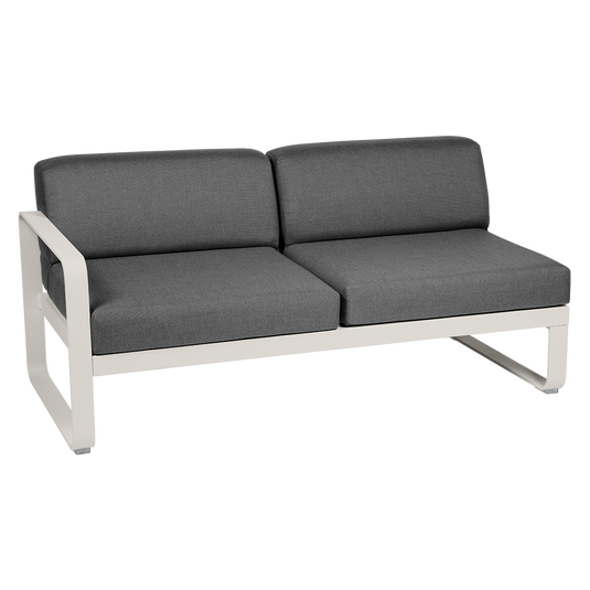 Fermob Bellevie 2-Seater Left Module – Clay Grey frame with Graphite Grey fabric cushions