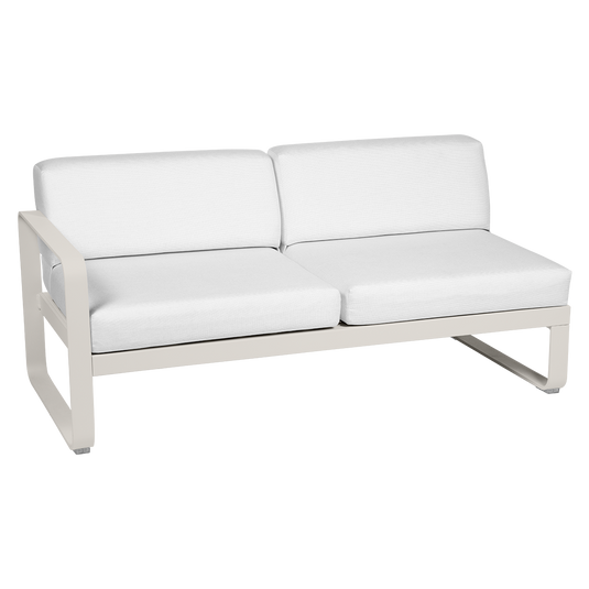 Fermob Bellevie 2-Seater Left Module – Clay Grey frame with Off-White fabric cushions