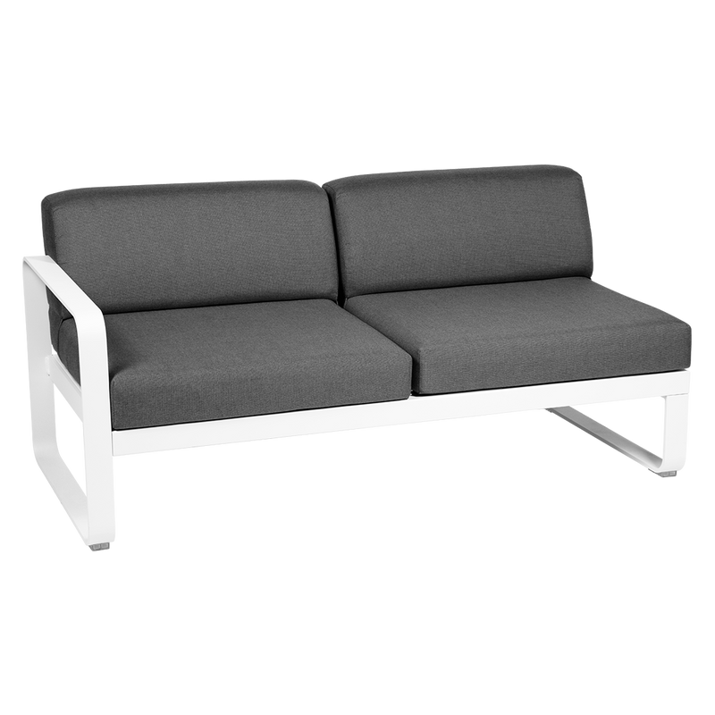 Load image into Gallery viewer, Fermob Bellevie 2-Seater Left Module – Cotton White frame with Graphite Grey fabric cushions
