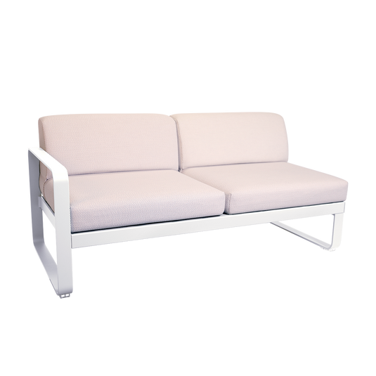 Fermob Bellevie 2-Seater Left Module – Cotton White frame with Pearl fabric cushions